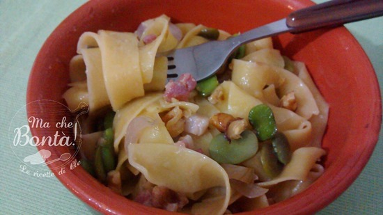 pappardelle fave noci pancetta