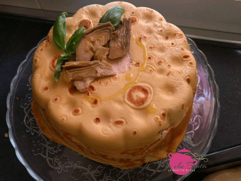 torta di crepes carciofi e tonno